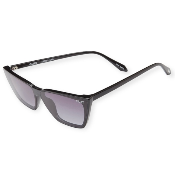 QUAY Bad Habit Sunglasses Black Frame Grey Lens Cat Eye Retro NWT - Picture 4 of 13